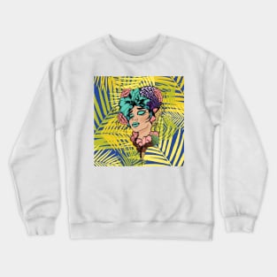 Aesthetic Summer Flower Girl | Pretty Floral Woman Art | Botanical Nature Theme | Floral Designs | Summer Gifts | Gifts for Nature Lovers Crewneck Sweatshirt